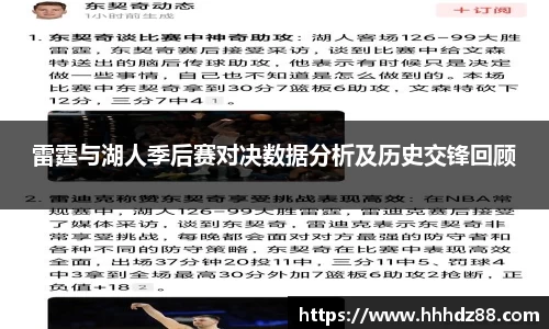 雷霆与湖人季后赛对决数据分析及历史交锋回顾
